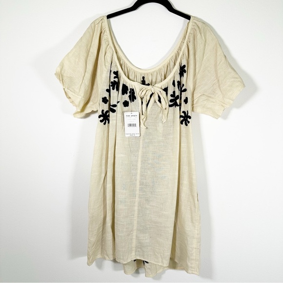 NWT $148 Free People x Revolve Fiona Embroidered Mini Dress Ivory Size Small - Picture 4 of 13